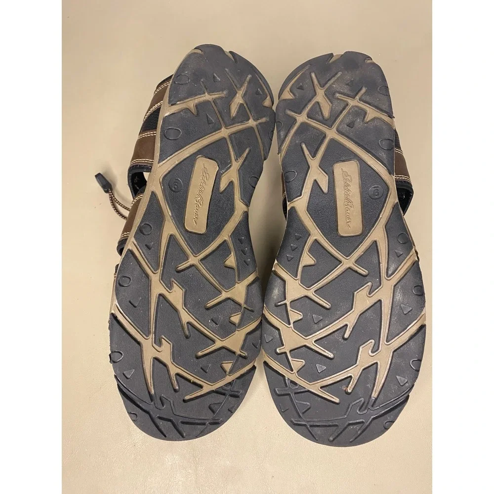 Eddie Bauer Meridian Mens Brown Fisherman Sandals Bungee Closure Size 9M